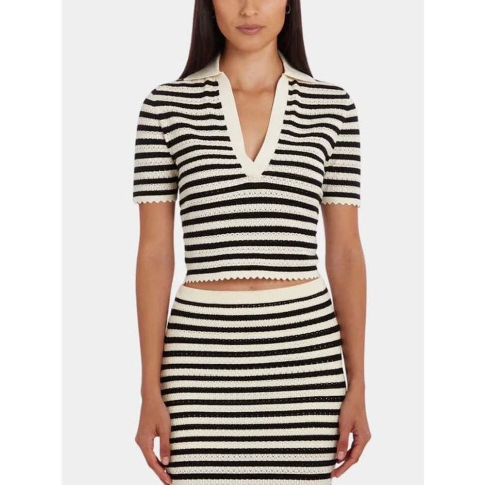 AMANDA UPRICHARD SEINE TOP BLACK/CREAM SMALL $180